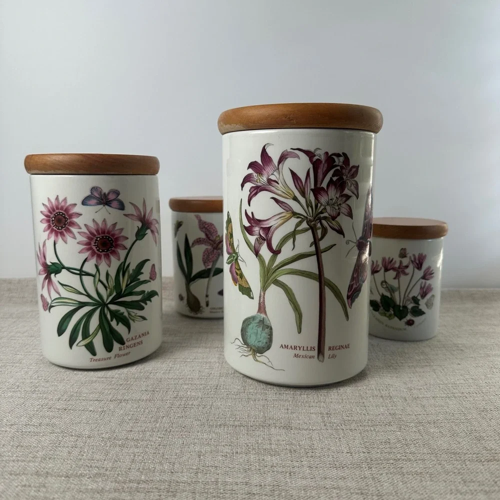 Vintage Portmeirion Botanic Garden Ceramic Canister Set of 4 | 1970s